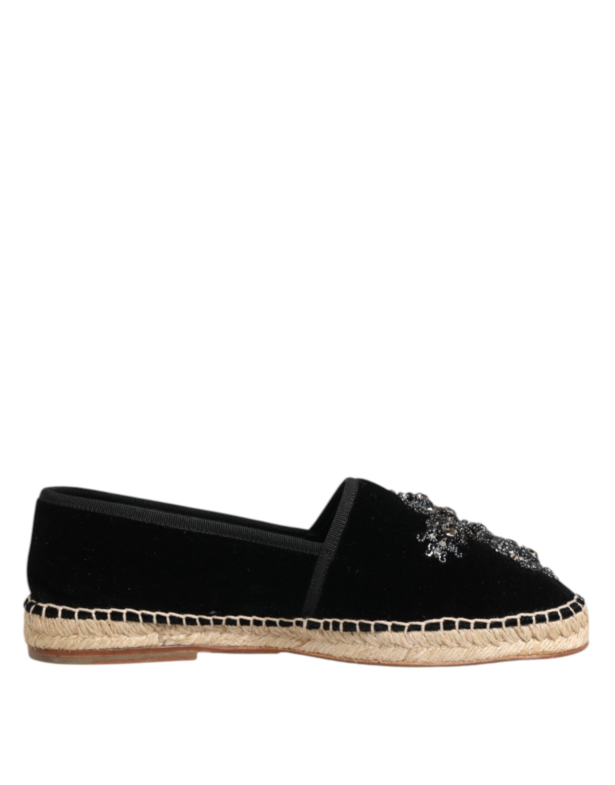 Dolce & Gabbana – Black Crystal-Embellished Cotton Espadrilles
