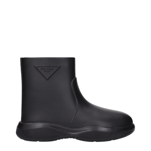 Prada – Black Cotton Ankle Boots