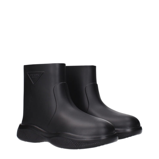 Prada – Black Cotton Ankle Boots