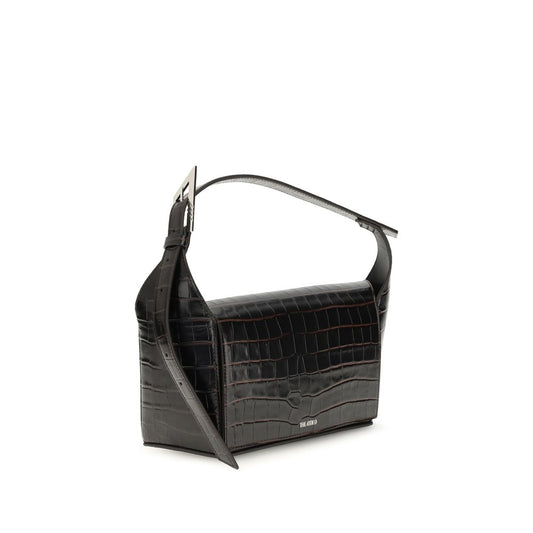 The Attico – 7/7 Croc-Print Leather Shoulder Bag Coffee