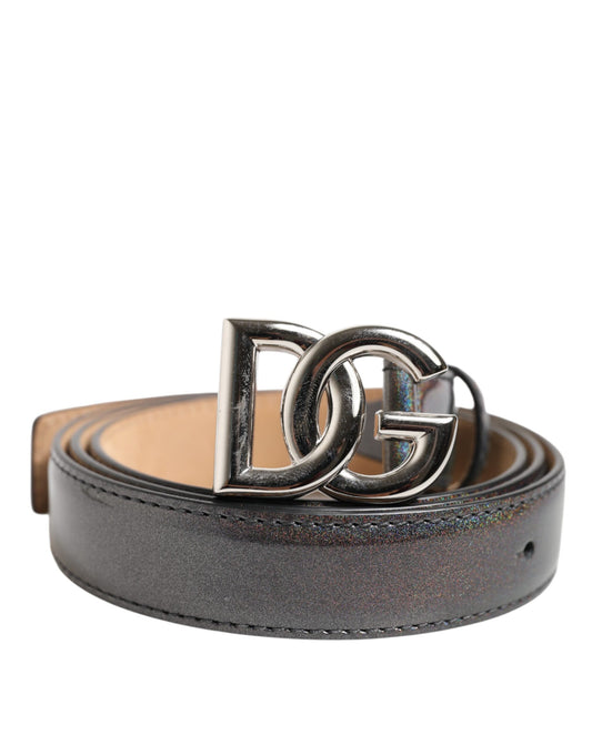 Dolce & Gabbana – Metallic Leather Logo Buckle Belt