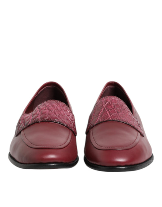 Dolce & Gabbana – Burgundy Leather Slip-On Formal Shoes