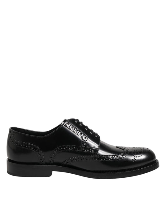 Dolce & Gabbana – Black Leather Wingtip Derby Shoes