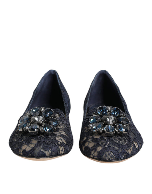 Dolce & Gabbana – Dark Blue Vally Lace Flats
