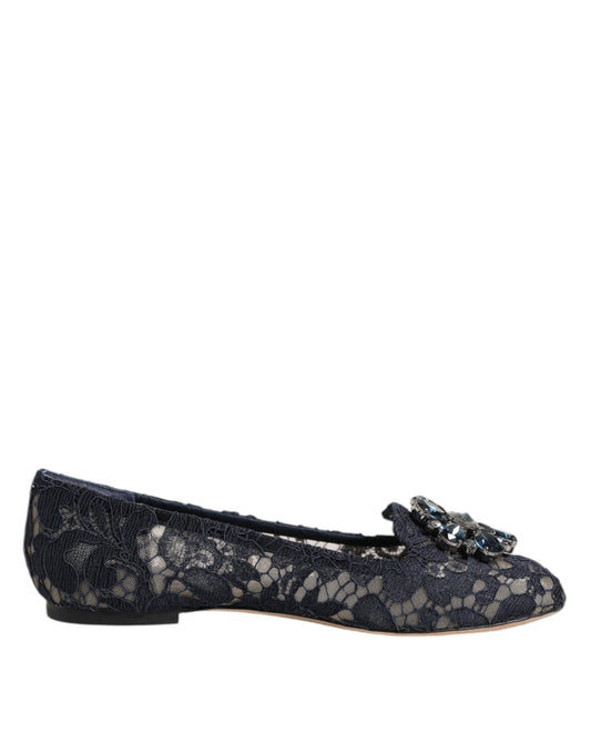 Dolce & Gabbana – Dark Blue Vally Lace Flats