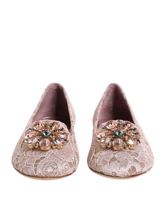 Dolce & Gabbana – Pink Lace Vally Flat Shoes