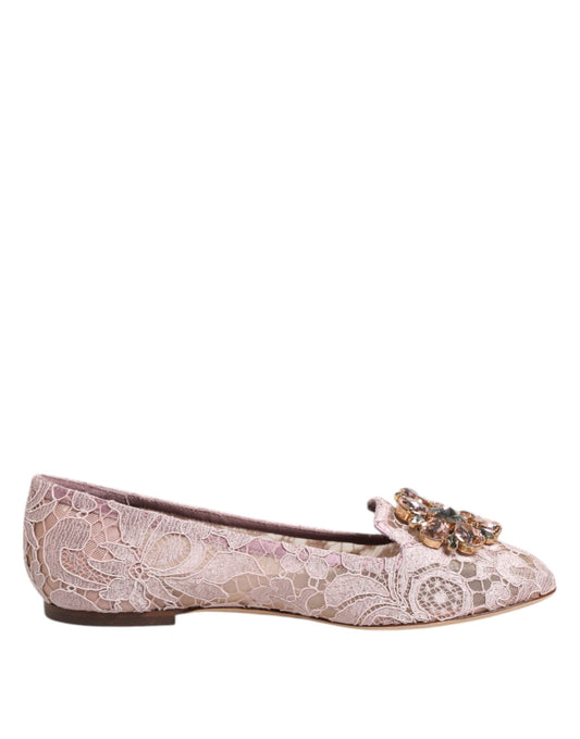 Dolce & Gabbana – Pink Lace Vally Flat Shoes