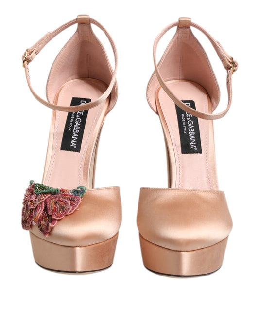 Dolce & Gabbana – Pink Floral Block Heel Sandals