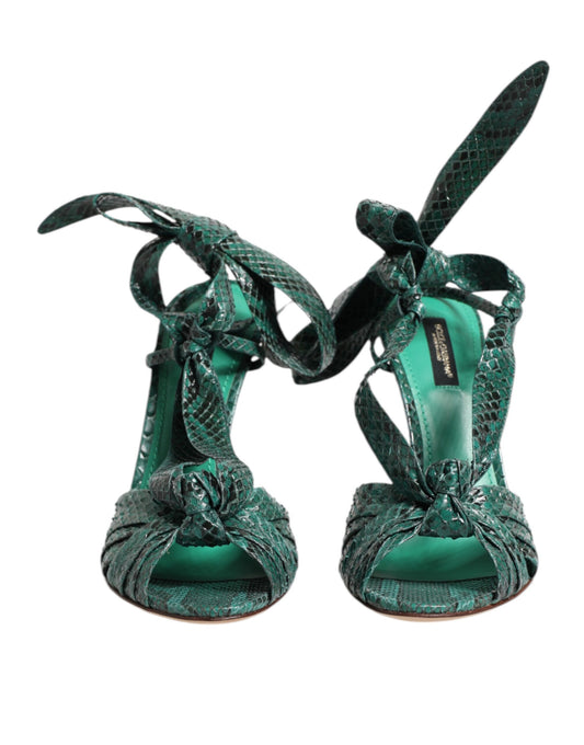 Dolce & Gabbana – Green Python Leather Heeled Sandals