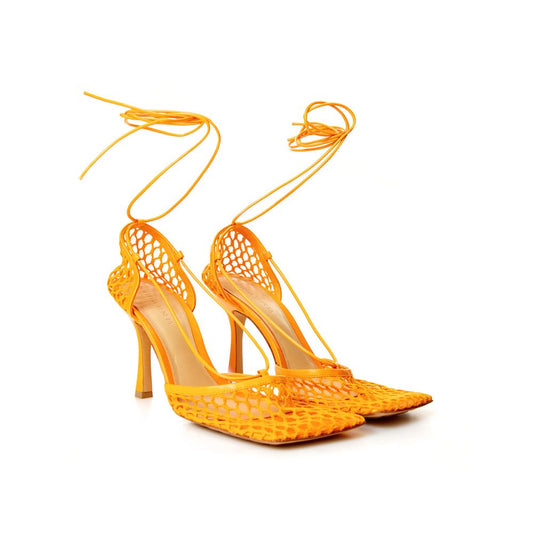 Bottega Veneta – Orange Mesh Leather Pumps