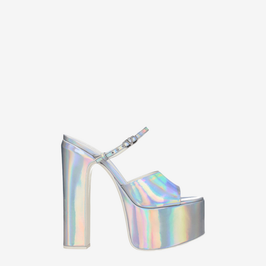 Valentino Garavani – Silver Patent Leather High Heel Sandals