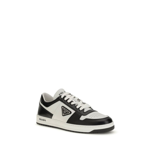Prada – Downtown Leather Sneakers in Black & White