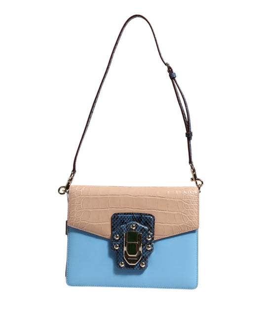Dolce & Gabbana – Blue Beige Lucia Exotic Leather Crossbody Bag