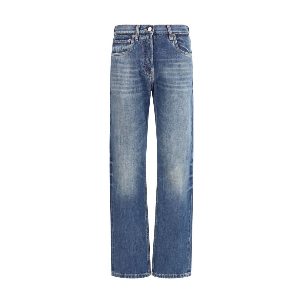 Prada - Blue Cotton Straight-Leg Jeans