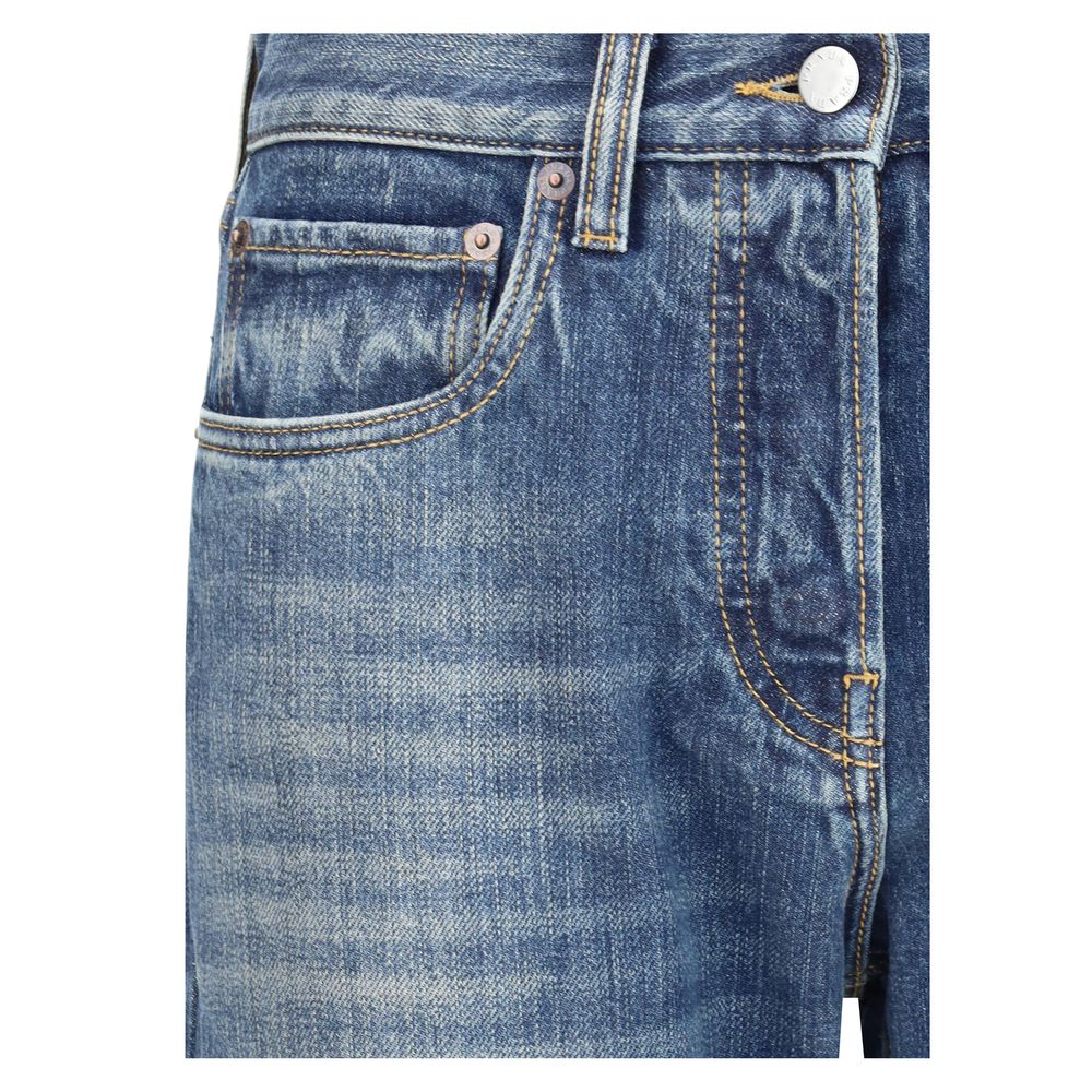 Prada - Blue Cotton Straight-Leg Jeans