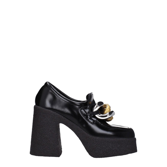 Stella McCartney – Black Eco-Leather Platform Loafers with Chain Detail