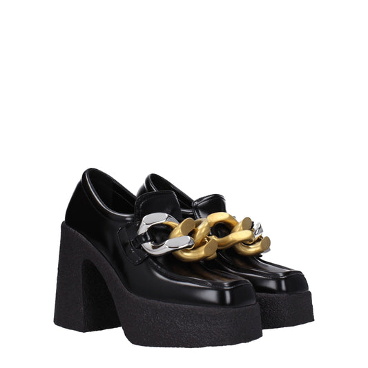Stella McCartney – Black Eco-Leather Platform Loafers with Chain Detail