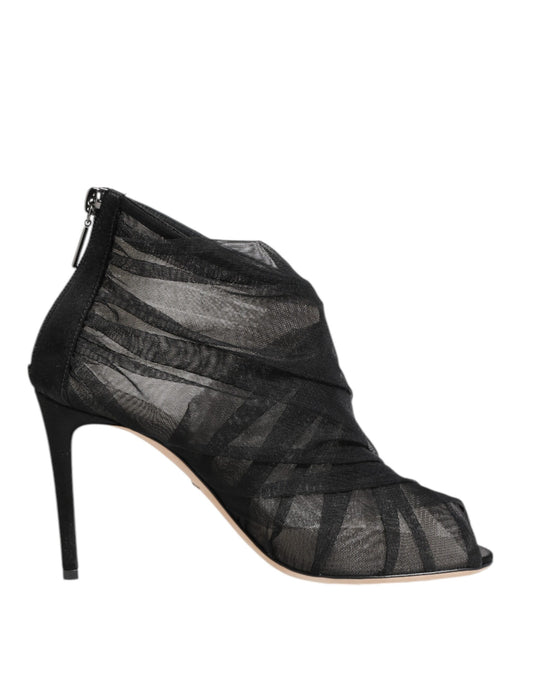 Dolce & Gabbana – Black Mesh Stiletto Ankle Boots
