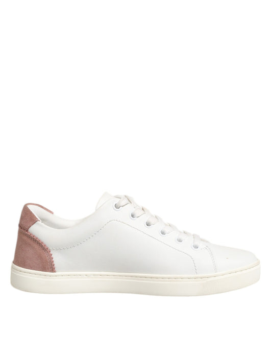Dolce & Gabbana – White & Pink Low-Top Sneakers