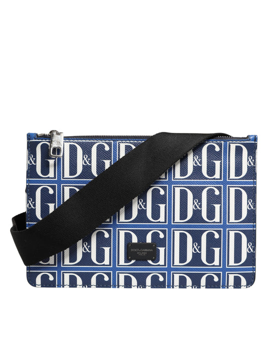 Dolce & Gabbana – Blue & White Logo Plaque Crossbody Bag