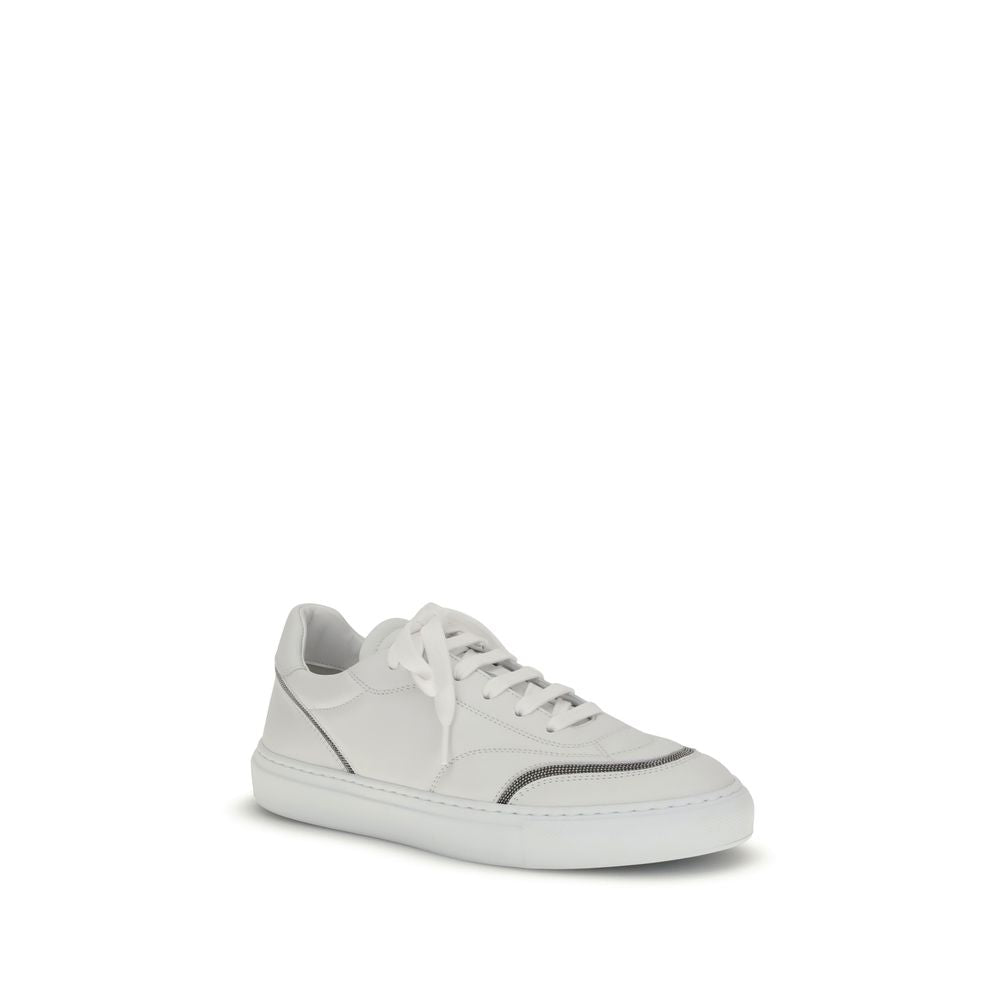 Brunello Cucinelli – Shiny Detail Leather Sneakers