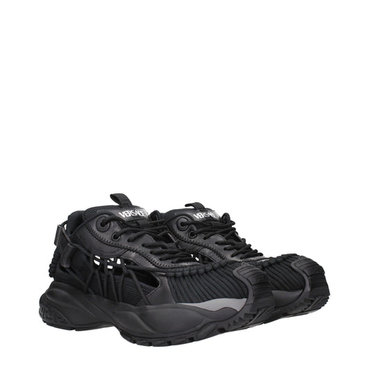 Versace – Black Leather Athletic Sneakers