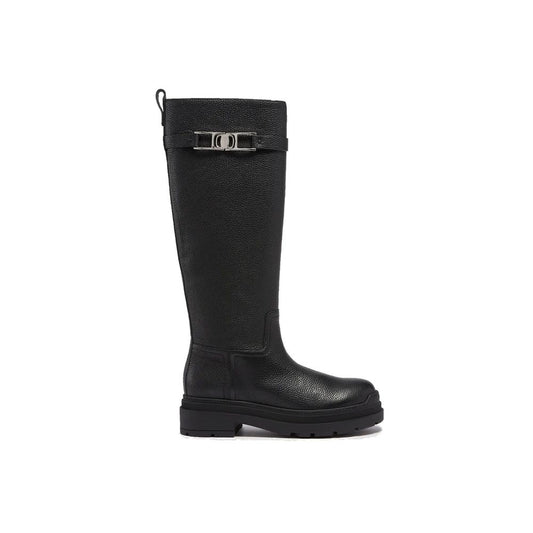 Salvatore Ferragamo – Black Leather Knee Boots