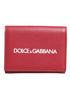 Dolce & Gabbana - Red Leather Bold Logo Print Trifold Card Holder Wallet