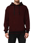 Dolce & Gabbana - Burgundy Cotton Plaid Lined Men Hoodie Sweater