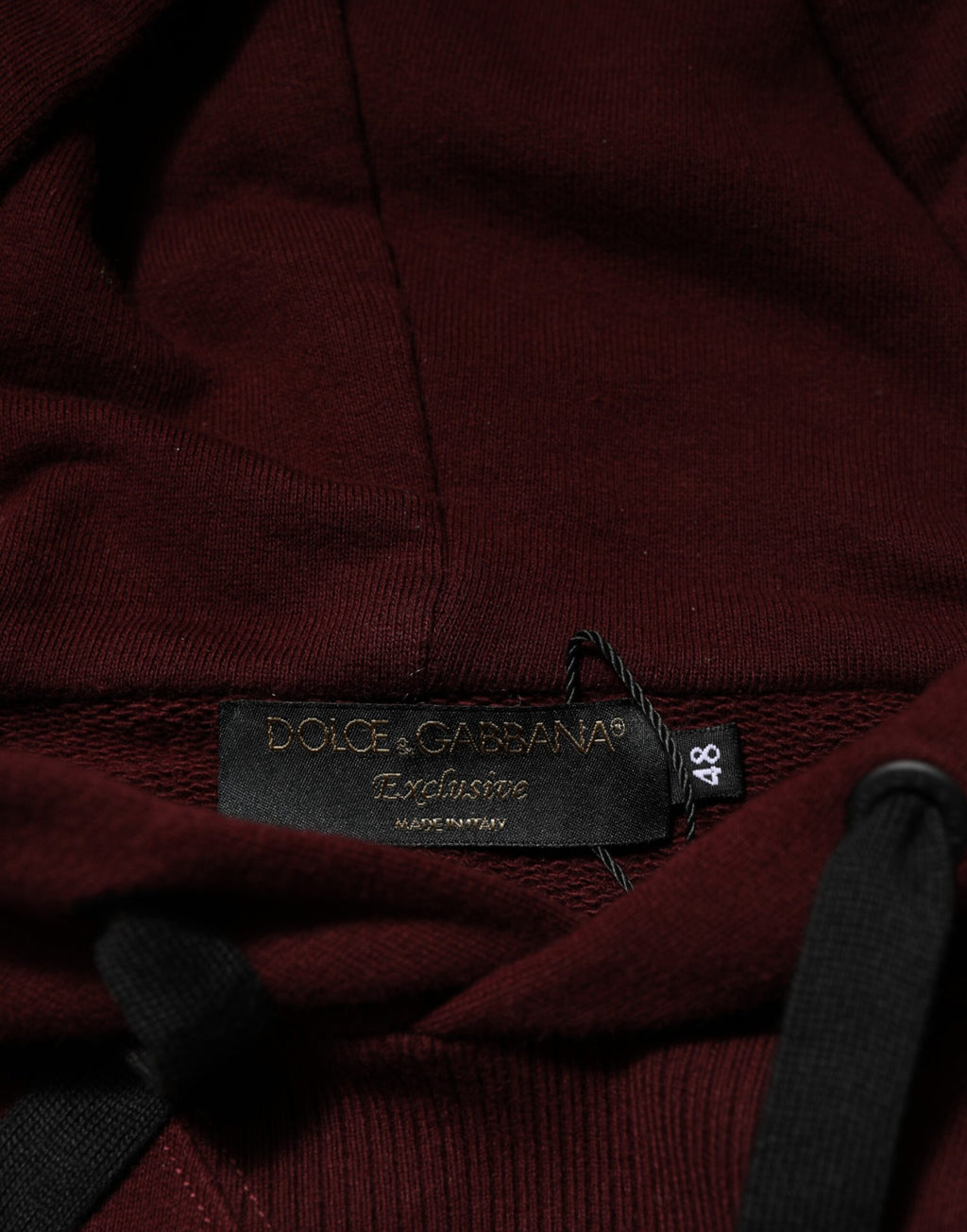 Dolce & Gabbana - Burgundy Cotton Plaid Lined Men Hoodie Sweater