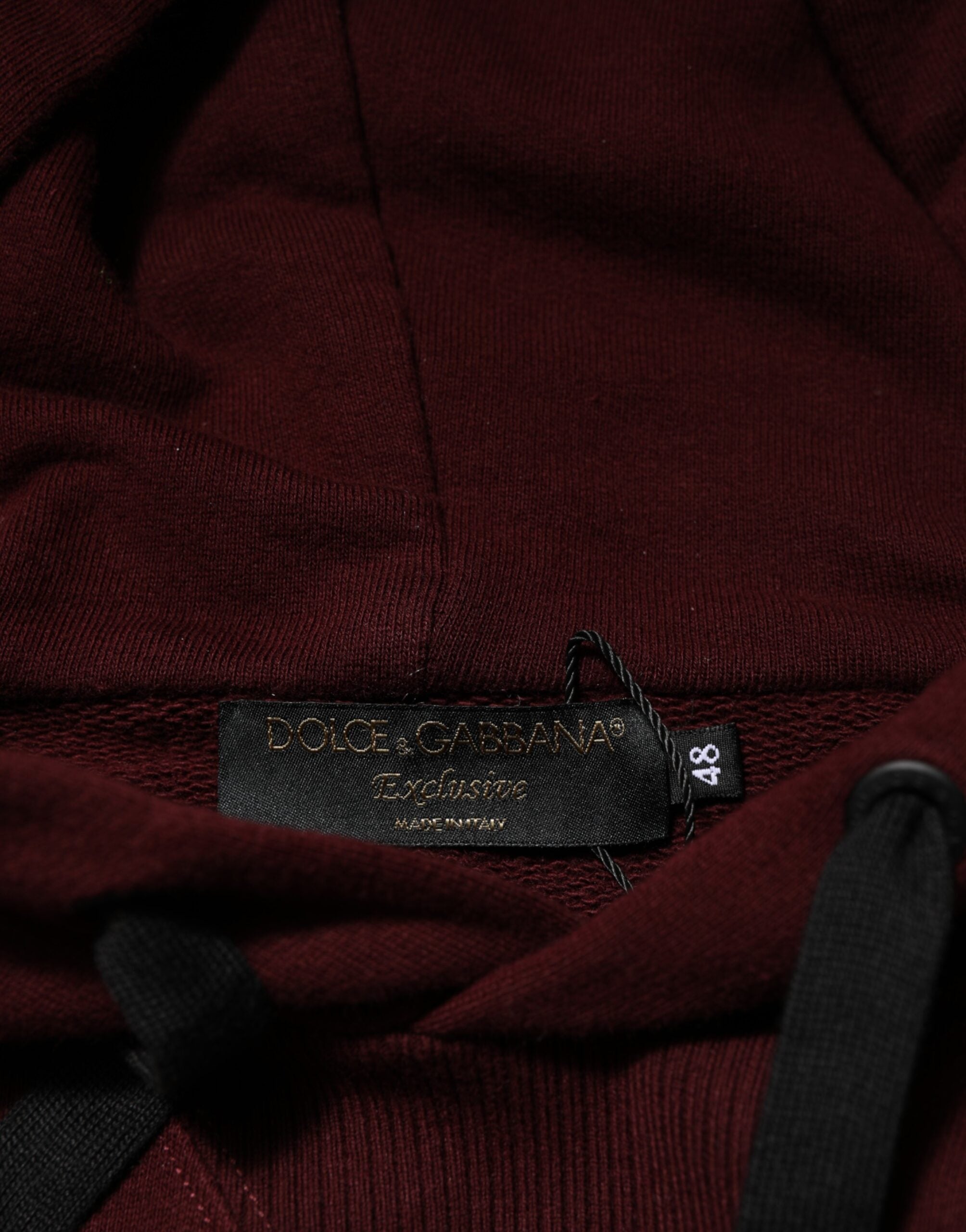 Dolce & Gabbana - Burgundy Cotton Plaid Lined Men Hoodie Sweater