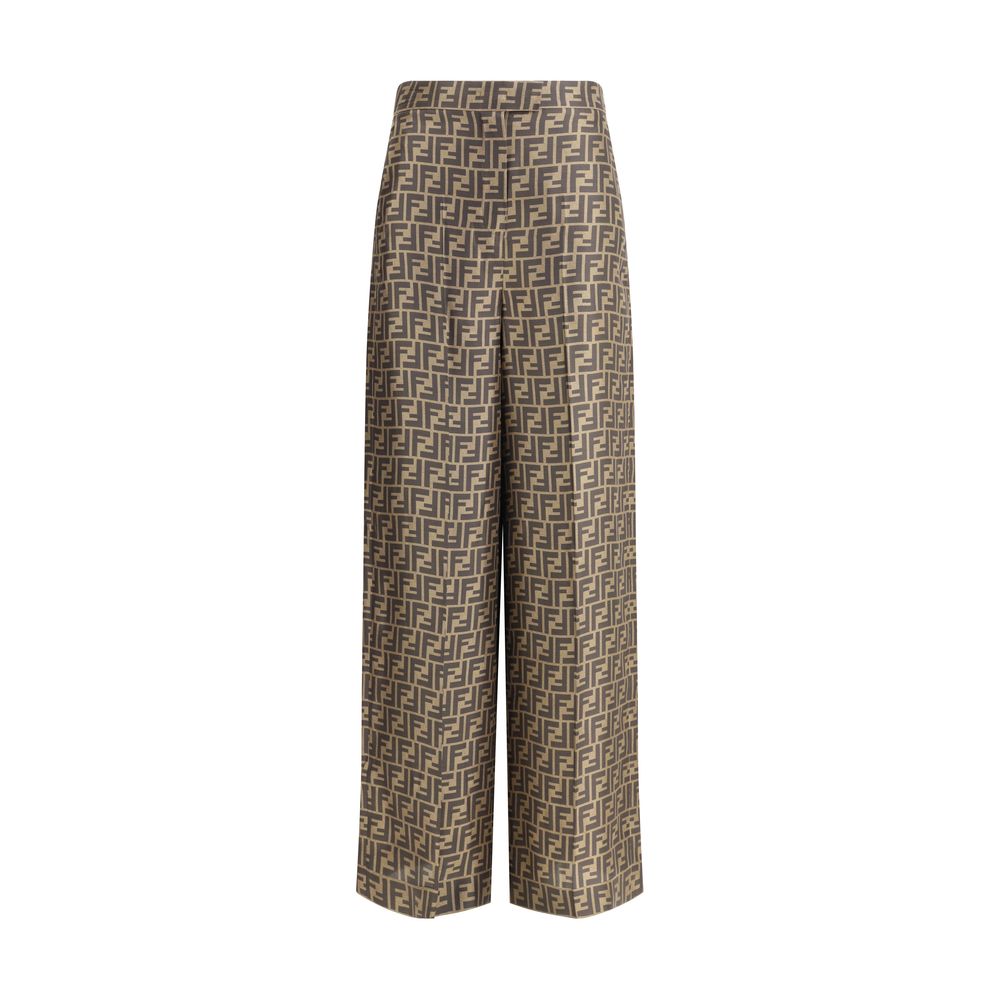 Fendi - Brown Silk Casual Pants