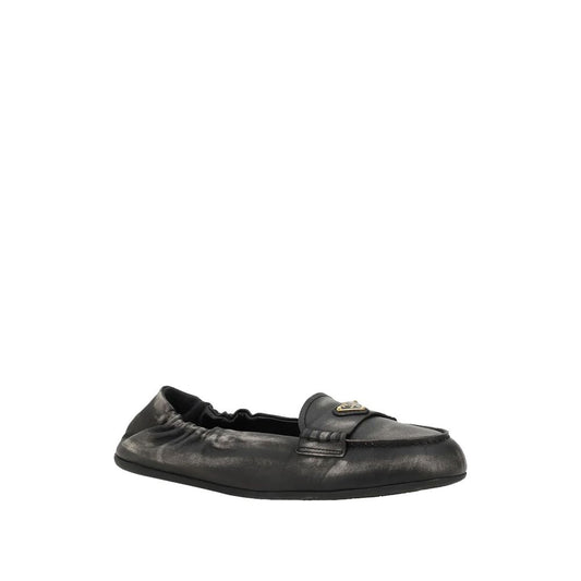 Prada – Vintage-effect Leather Loafers