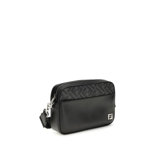 Fendi – Black FF Leather & Canvas Shoulder Bag