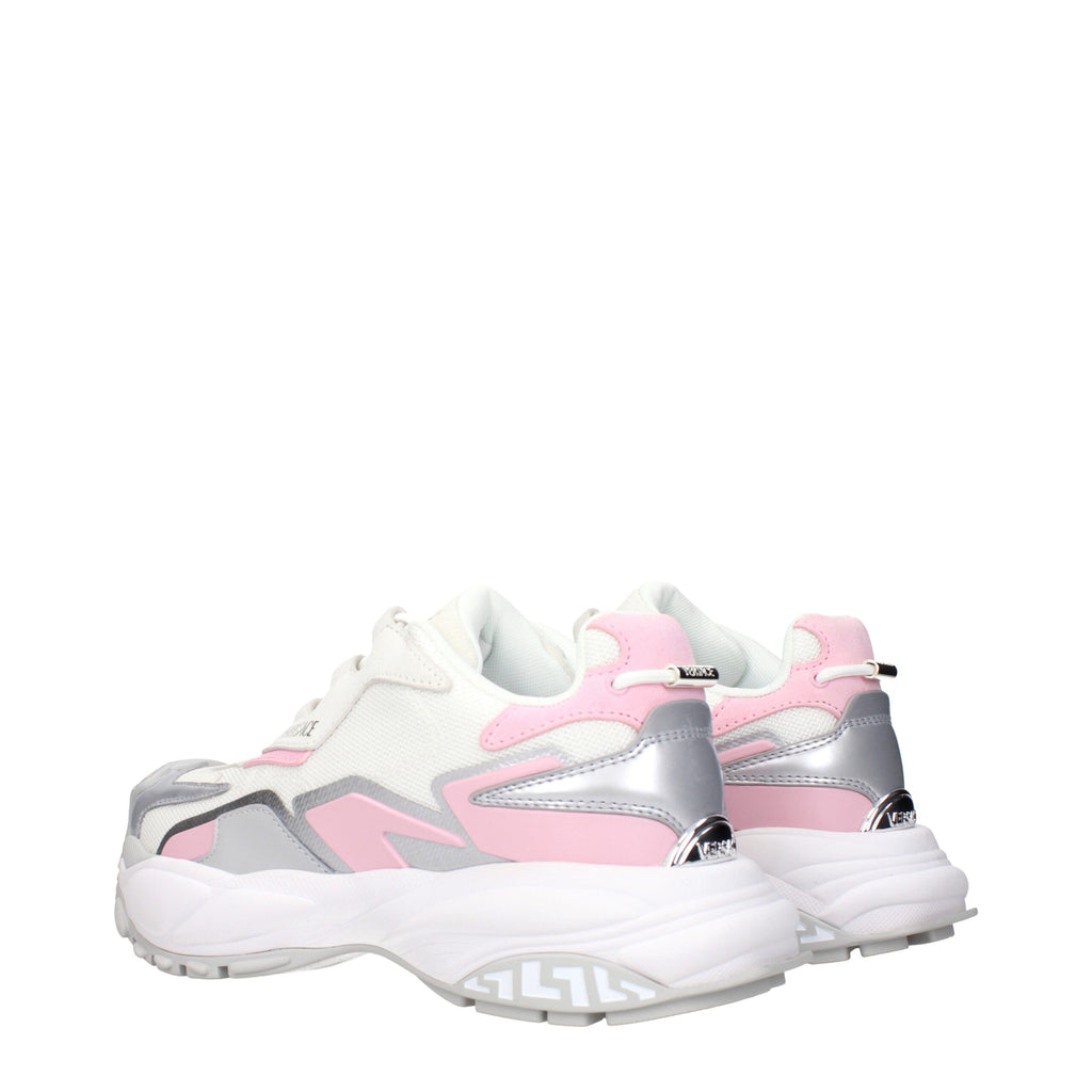 Versace – White Fabric Chunky Sneakers