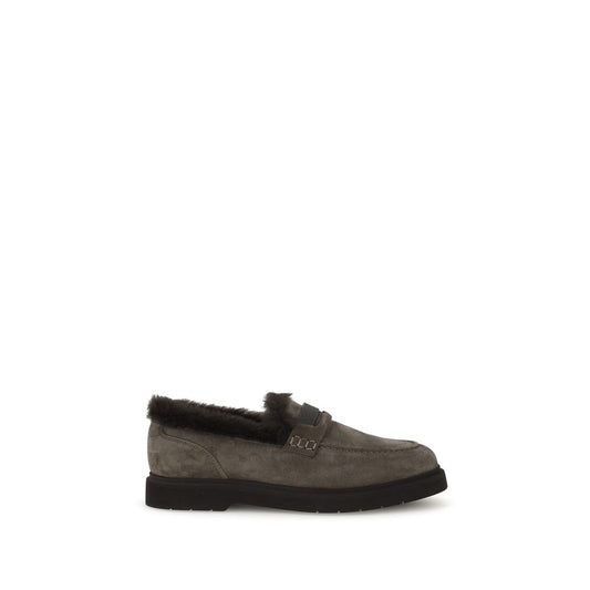 Brunello Cucinelli – Brown Suede Furry Loafers
