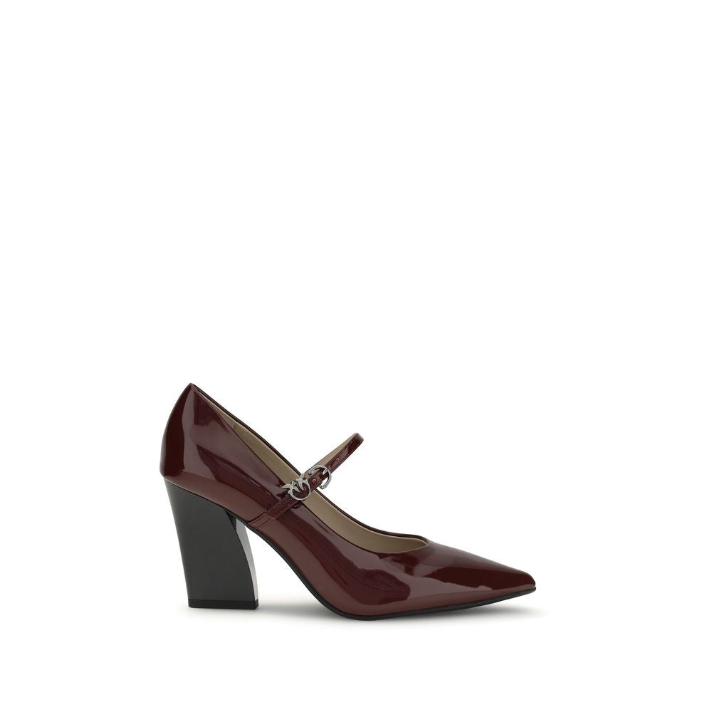 PINKO - Bordeaux Calf Leather Bos Taurus High Heel Pumps