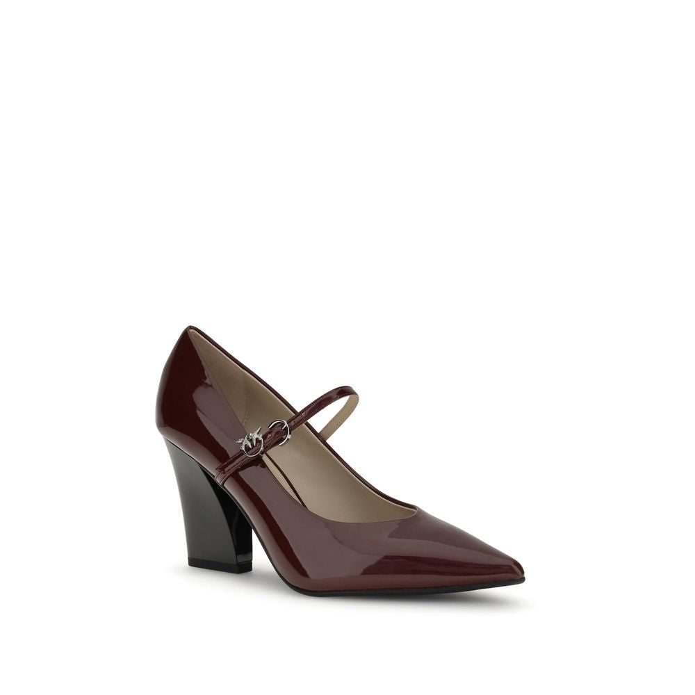PINKO - Bordeaux Calf Leather Bos Taurus High Heel Pumps