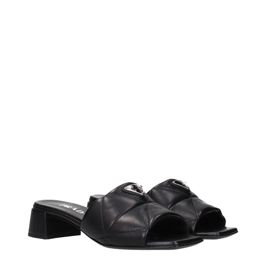 Prada – Black Leather Flat Sandals