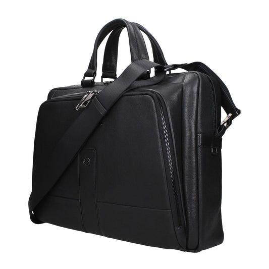 Piquadro – Black Leather Laptop Bag