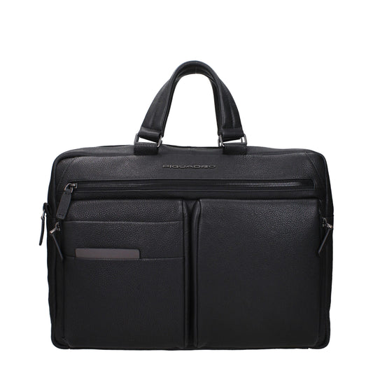 Piquadro – Black Leather Laptop Bag