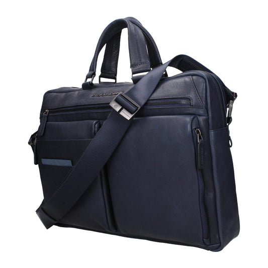 Piquadro – Blue Leather Laptop Bag