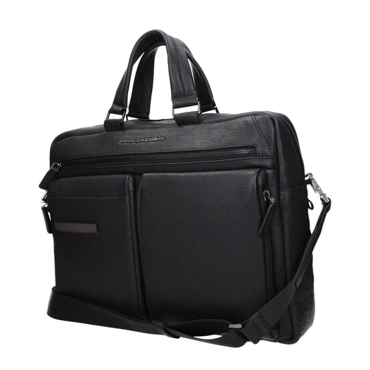 Piquadro – Black Leather Laptop Bag