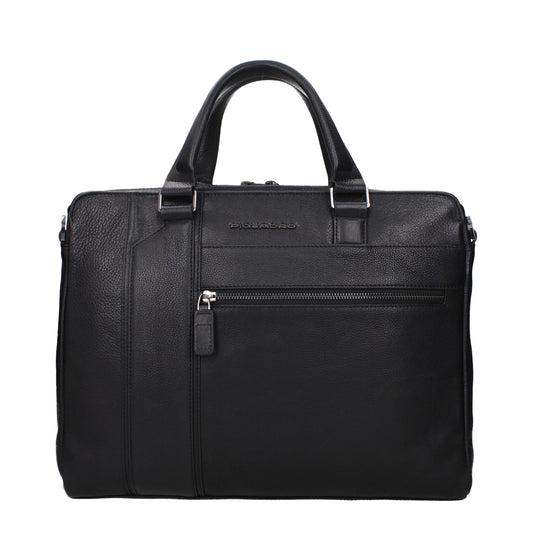 Piquadro – Black Leather Laptop Bag