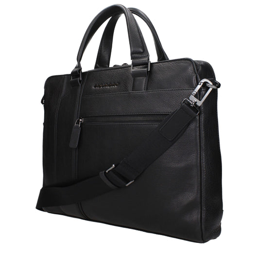 Piquadro – Black Leather Laptop Bag