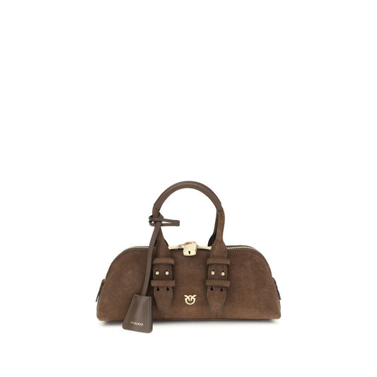 PINKO – Brown Suede Bowling Baguette Bag