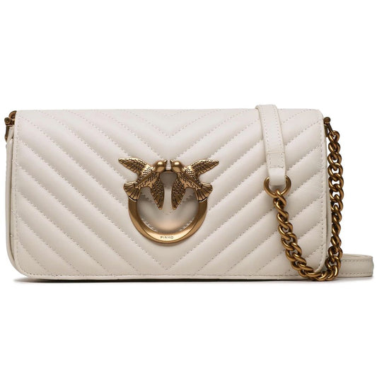 PINKO – White Matelassé Calfskin Crossbody Bag