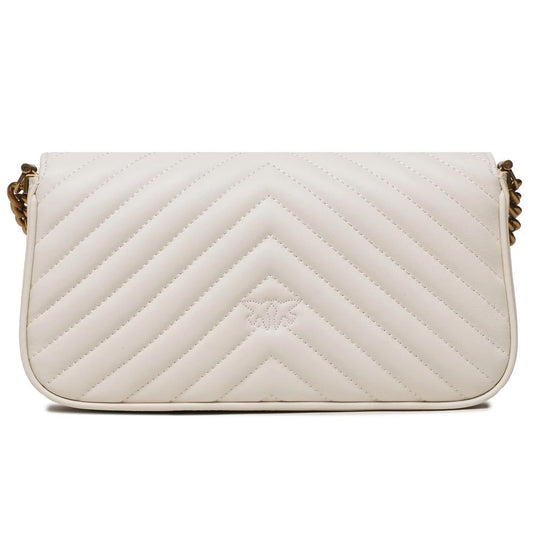 PINKO – White Matelassé Calfskin Crossbody Bag