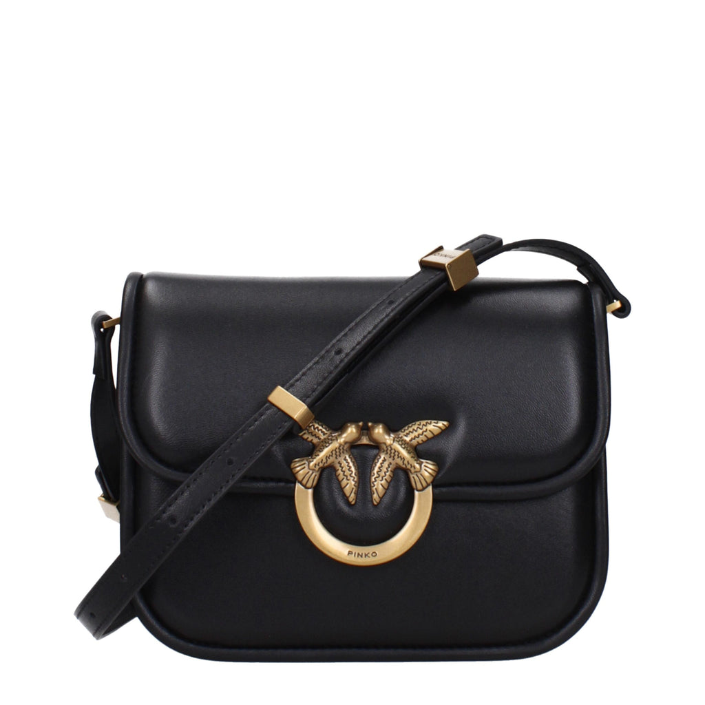 Pinko – Black Leather Crossbody Bag