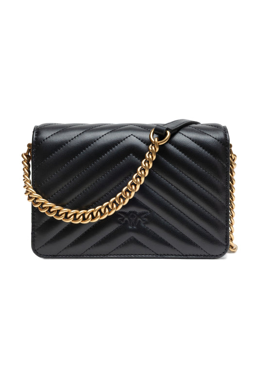 Pinko – Love Click Mini Chevron Bag in Black Nappa